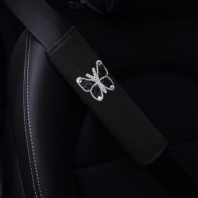 Zachte Schouderkussen voor Autogordel met Strass en Vlinders - Bescherming en Comfort voor Autogordel, Veiligheid en Stijl, Ideaal voor Kinderen en Volwassenen