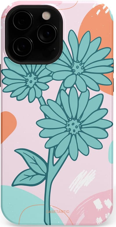 Casetastic hoesje geschikt voor Apple iPhone 13 Pro - MagSafe - Dubbellaagse bescherming - Roze Oranje Bloemen - Fashion Case - Wit Mintgroen Lichtroze Lichtblauw