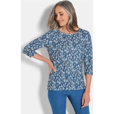 Gedessineerd shirt van zachte jersey - blauw / gedess. - Gr. 19 van Goldner Fashion