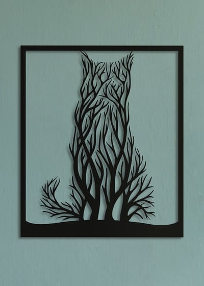 Wanddecoratie | Kat van takken - M (34x40cm)