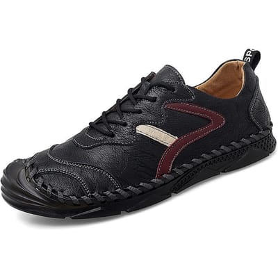 Lente en Herfst Echt Leer Heren Sneaker Zachte Zool Hardloopschoenen Boardschoenen Zwart Vier Seizoenen Reisschoenen Casual Schoenen Heren 47 black