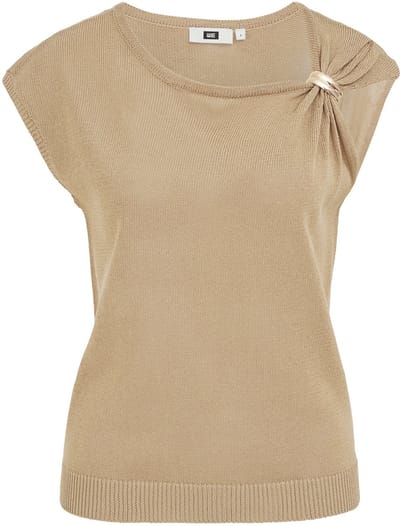 WE Fashion Dames fijngebreide trui met goud accent