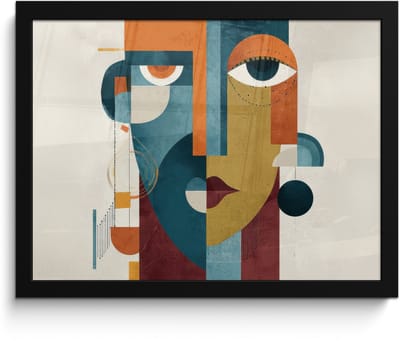 Poster in lijst - Fotolijst 40x30 cm - Posters - Geometrisch - Strakke vormen - Kleurrijk - Posterlijst zwart - Decoratie - Wanddecoratie woonkamer - Muurdecoratie slaapkamer