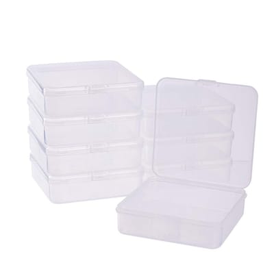 MTTproducts- Opbergcontainers 8 stuks - Transparante Kunststof - Flip-up Deksels - 10,5 x 10,5 x 3 cm - Organizer voor Sieraden - Praktisch en Compact - Opbergdozen