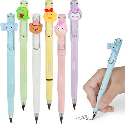 Set van 6 oneindige potloden, herbruikbare inktloze potloden, ongeslepen, duurzame potloden voor schrijven, tekenen, thuiskantoor en schoolbenodigdheden.