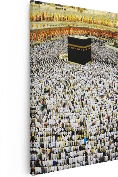 Artaza Canvas Schilderij Mekka - 20x30 cm - Klein - Wanddecoratie Islam - Muurdecoratie Arabisch - Kamer Accessoires