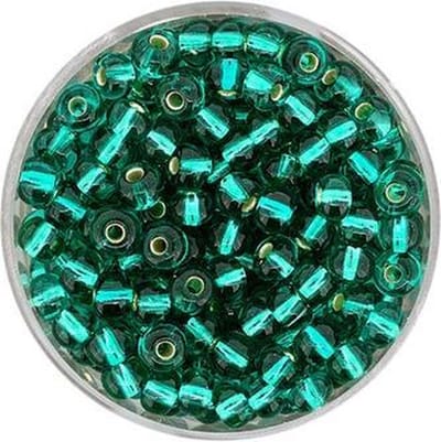 9358-054 Rocailles donkergroen zilveren kern 4.5mm