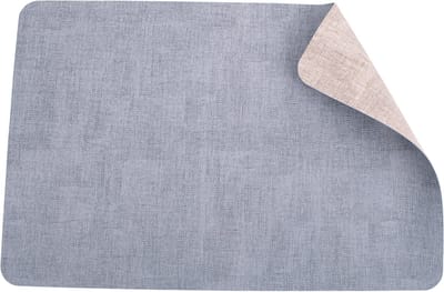 Kade 171 placemats rechthoekig 6 stuks 45 x 30 cm - lederlook dubbelzijdig blauw met grijs