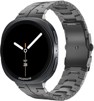 Stravo titanium bandje 'Iron' geschikt voor Samsung Galaxy Watch 9 (40/44mm) / Watch 8 (40/44mm) / 8 Classic (46mm) – Donkergrijs – premium metalen schakelband met inkortset – stijlvolle en duurzame horlogeband voor smartwatch