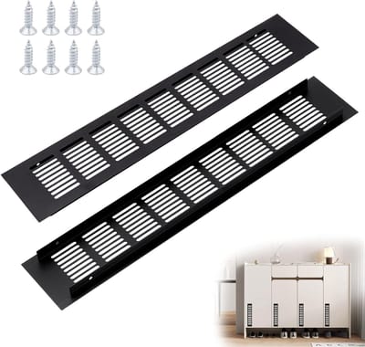 Ventilatierooster Set - Afvoerluchtrooster - Kasten Ventilatie - Aluminium Duurzaam Ontwerp - 400x80mm - Zwart