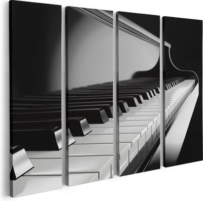 Artaza Canvas Schilderij Vierluik Pianotoetsen - Noten - Piano - 80x60 - Foto Op Canvas - Canvas Print