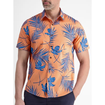 Lerros - Korte Mouw Overhemd - Heren - M - 918 PALE PAPAYA - Katoen - 2562043