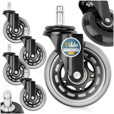 Bureaustoel Wieltjes Rubber 7,5cm / 10 mm 5 stuks - Bureaustoelwielen - Wieltjes voor IKEA Stoelen