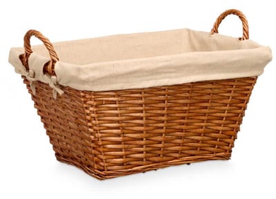 Kipit Storage Rieten opberg mand - gevlochten riet - bruin - 52 x 35 x 30 cm - met hengsels
