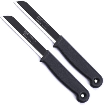 Solingen Kartelmes – Tomatenmes met Kartel – RVS – 18,5 cm met Blade Cover – Zwart – 2 stuks