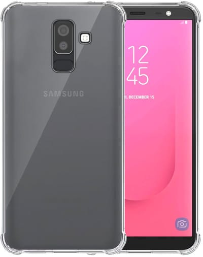 Smartphonica Telefoonhoesje Geschikt voor Samsung Galaxy J8 Transparant Schokbestendig - Shockproof TPU SIliconen Backcover Case met Stootrand Doorzichtig geschikt voor Samsung Galaxy J8 2018