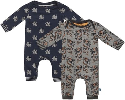 Charlie Choe - 2pack - Grijs - Navy - Boxpak - Salopette - Kruippakje - Babypakje - Jumpsuit - Geboortepakje - Romper - Draken - Maat 68