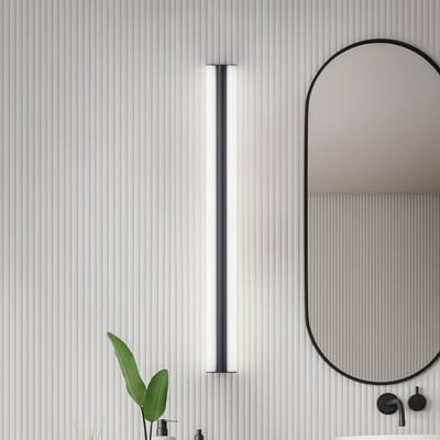Helestra LED spiegellamp LOOM, lengte 90 cm, zwart, IP44