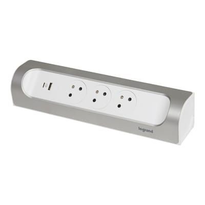 Legrand 90 graden monteerbaar stopcontact 3x2P+PA USB A+C lader aluminium (Europese Stekkerdoos) - 049409 [5 stuks]