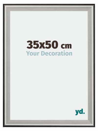 Your Decoration - Fotolijst 35x50 cm - Hout - Zwart Zilver Gepolijst - Birmingham