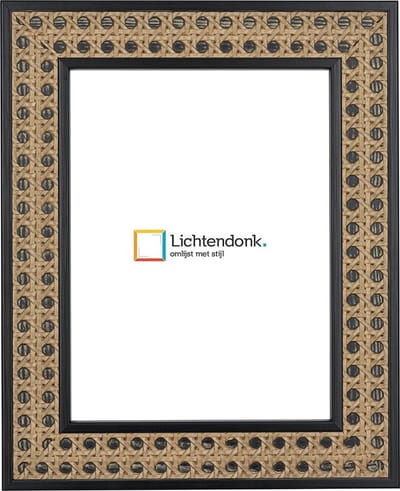 Fotolijst Zwart Rotan - Ontspiegeld Glas - Fotomaat 20 x 30- Art.nr. 205-001-004