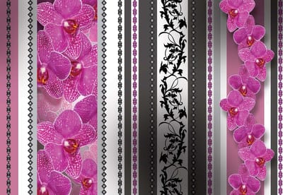 Fotobehang Flowers Floral Orchids Pattern | XL - 208cm x 146cm | 130g/m2 Vlies