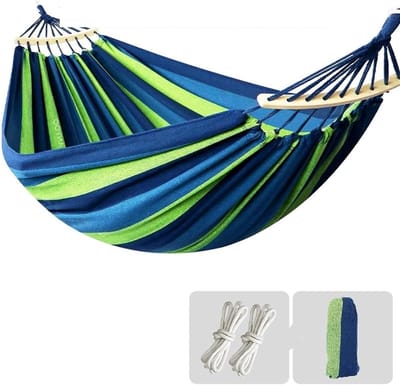Camping Hangmat - Buiten Hangmat - Kamperen en Ontspannen - Inclusief Installatiegereedschap - 250 x 150 cm - Blauw