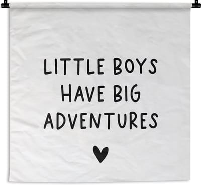 Wandkleed - Wanddoek - Engelse quote "Dream big little one" met een hartje tegen een witte achtergrond - 150x150 cm - Wandtapijt