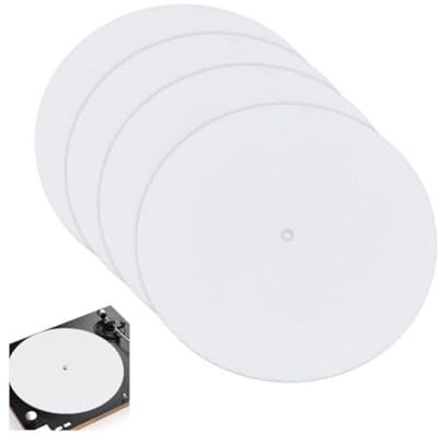 Platenspeler mat van siliconen en vilt - 4 stuks - 18,5 cm - Wit