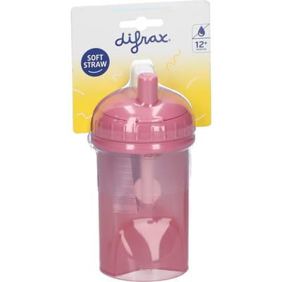 Difrax Rietjesbeker Drinkbeker - 250 ml - 12+ Maanden - Roze - 1 stuk