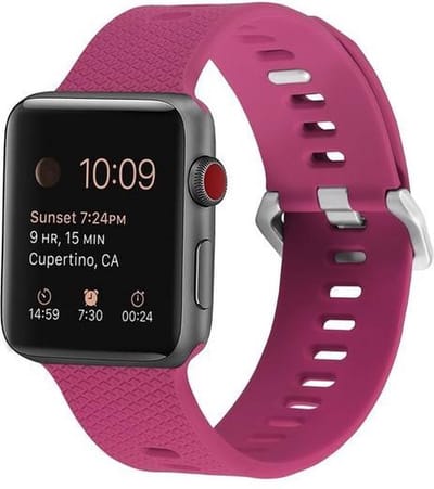By Qubix - Geschikt voor Apple Watch bandje - Siliconen bandje met motief - Roze - Geschikt voor Apple Watch 44mm / 45mm / 46mm / 49mm (Ultra 1,2 en 3) - Smartwatch bandje