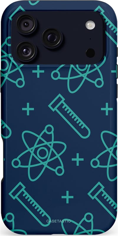 Casetastic hoesje geschikt voor Apple iPhone 17 Pro Max - MagSafe - Dubbellaagse bescherming - Atomen Creaties - Fashion Case - Donkerblauw Turquoise