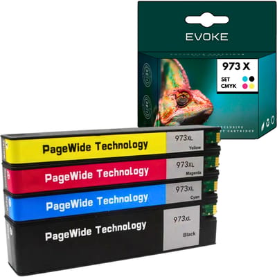 Evoke Compatibele Inkt voor Hp 973X 973XL Pagewide 4X Cmyk: Zwart, Cyaan, Magenta, Geel 555 ml 34500 Pagina's Pagewide Pro 452Dn 452Dw 452Dwt 477Dn 477Dw 477Dwt 552Dw 577Dw 577Z