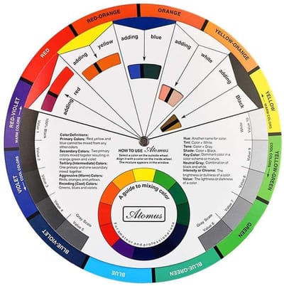 Dailygoods- Kleurenwiel 9,8 inch - Verfmenging - Kleurcoördinatie - Beginnersgids - Kleuridentificatie - Harmonieuze kleurencombinaties - Kleurengids