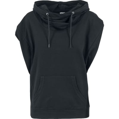 Urban Classics T-shirt - Ladies Sleeveless Terry High Collar Hoodie - XS tot XL - voor Vrouwen - zwart
