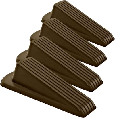 Oneay Deurstopper set van 4 stuks – Rubber deurwig met sterke antislip grip – Stapelbaar en geschikt voor alle vloertypes – Veilig voor kinderen en huisdieren – Bruin