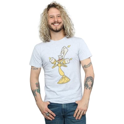 Disney Heren Beauty And The Beast Lumiere Distressed T-shirt (Sportgrijs)