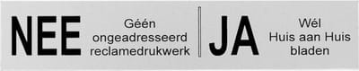 Aluminium JA NEE sticker brievenbus bordje NEE JA sticker Aluminium Brievenbussticker JA Nee Sticker 5 JAAR GARANTIE Geen ongeadresseerd reclamedrukwerk
