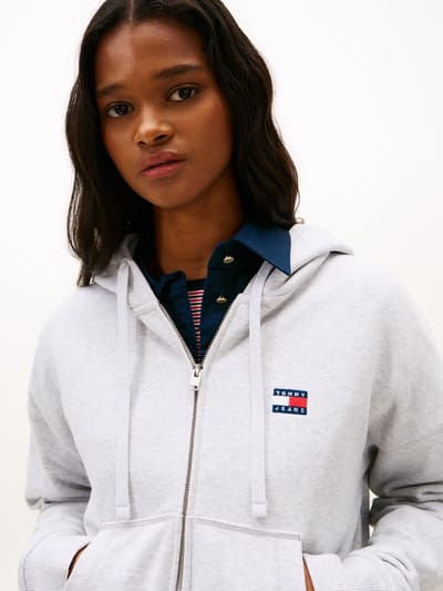 Tommy Jeans Vest Tjw Bxy Crp Zip Thru Hoodie Dw0dw21976 P08 Ice Grey Heather Dames Maat - XS