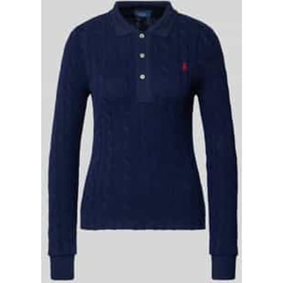 Gebreide pullover met kabelpatroon en polokraag