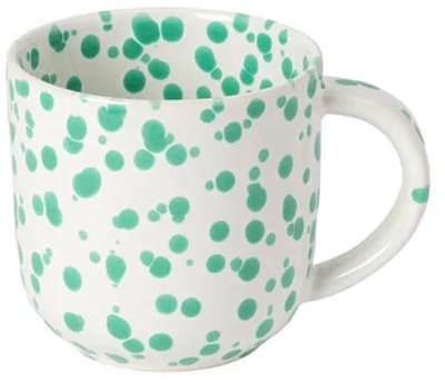 Costa Nova Portugees Aardewerk beker wit met groene verfspatten 50 CL 14 cm collectie Rafaela