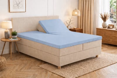 Polydaun hoeslaken - splittopper - Jersey - lichtblauw - 140/160 x 200/220 cm