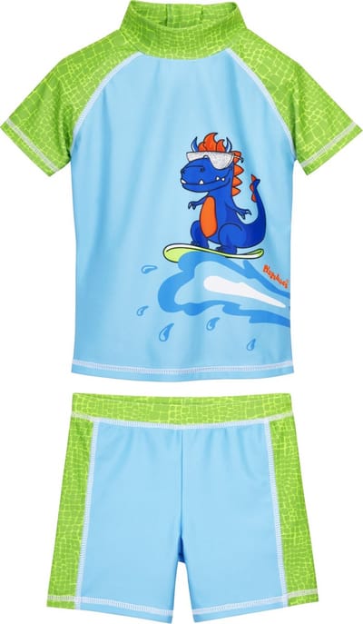Playshoes - UV-zwemset voor jongens - Dino - Lichtblauw/Groen - maat 86-92cm