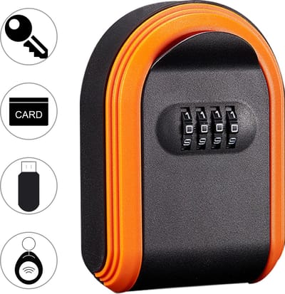 Colorful Sun® Sleutelkluis met cijferslot - Voor buiten en binnen - Weersbestendig - Zonder logo - Inclusief montage set voor aan de muur - Sleutelkastje met Code - Sleutel Kastje - Oranje