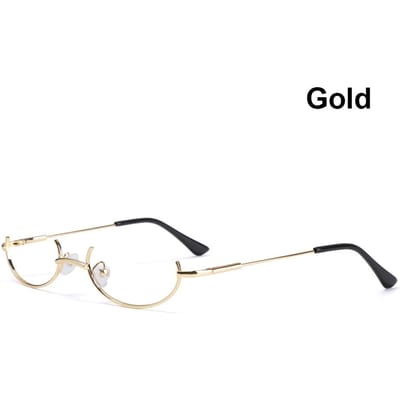 Lunettes Demi-Monture Mode Métal Sans Verres pour Myopie Cosplay Fête Accessoires de Photographie white