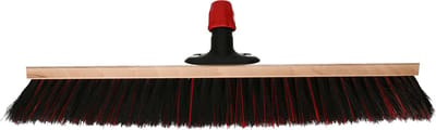 Buemag Bezemkop - Arenga/Elaston mix - zwart/rood - hard - hout - 60 cm - straatbezem/buitenbezem