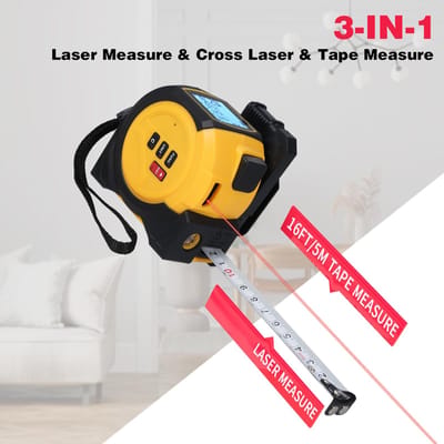 Laser Meetlint 3in1 Lasermeter Waterpas Laser 5M Meetlint met Pythagoras, Oppervlakte, 5m+40m