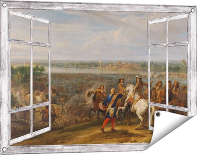 Gards Tuinposter Doorkijk Lodewijk XIV trekt bij Lobith Nederland binnen - Adam Frans van der Meulen - 90x60 cm - Tuindoek - Tuindecoratie - Wanddecoratie buiten - Tuinschilderij