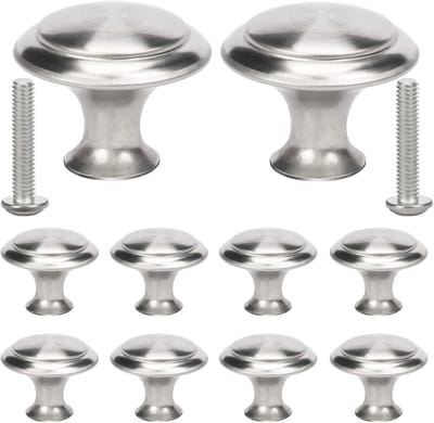 10 Stuks Handgreep Kleine Lade Knop van Staal voor Meubels, Geschikt voor Deuren, Lades en Kasten in Zilver