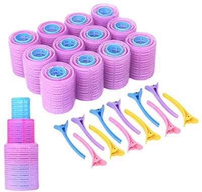 Dailygoods- Haarkruller Zelf-grip - 36-delige Haarrollerset - Grote/Kleine Haarrollers - Inclusief 12 Plastic Clips - Draagbare Stylingtool - Geschikt voor Alle Haartypes